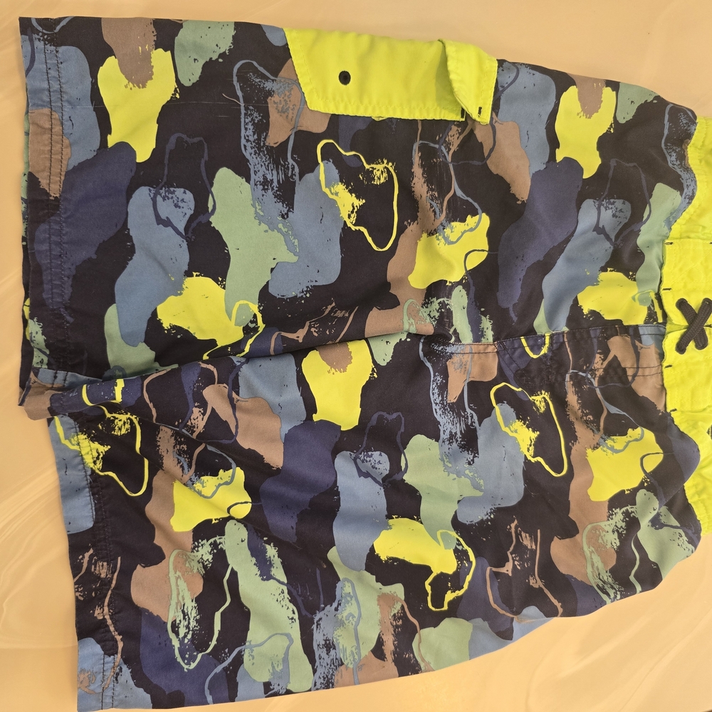 Cat & Jack Neon Green Camouflage Swim Shorts
